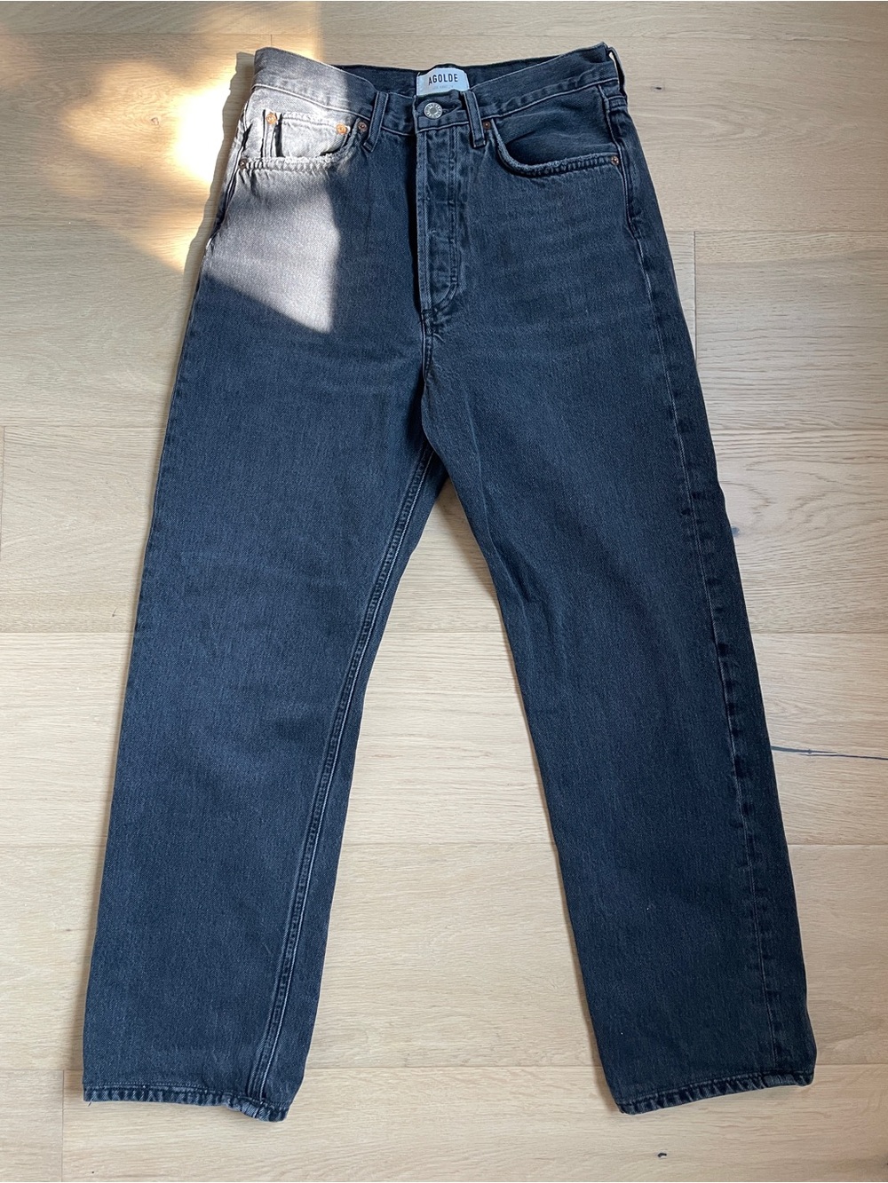 Agolde 90s Black Mid-rise Straight Jeans